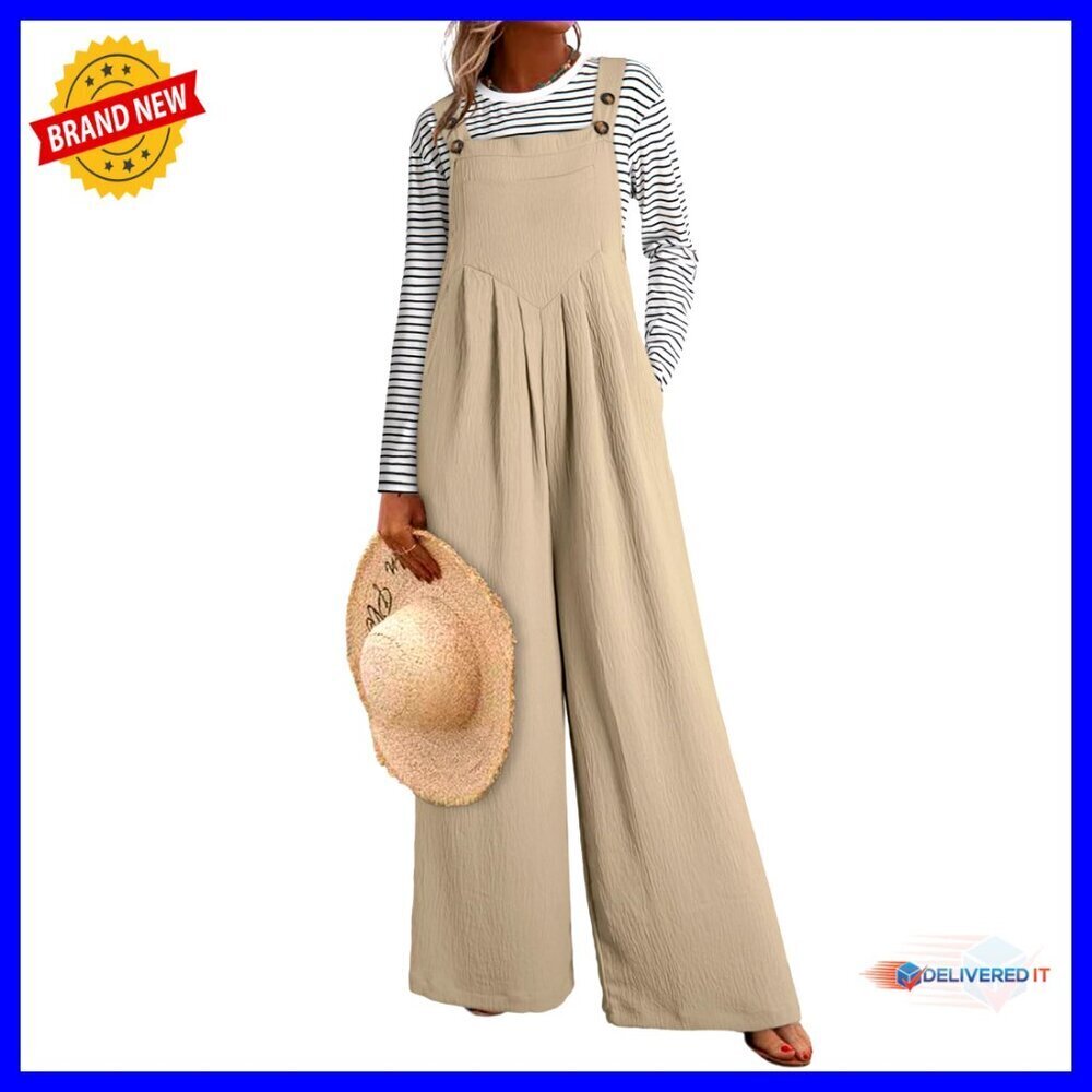 Loose Fit Wide Leg Jumpsuit Sleeveless Casual One Piece with Striped Top Bundle